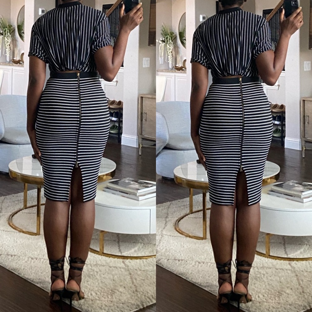 LAST CHANCE | River Island Striped Midi Skirt - Picture 3 of 3